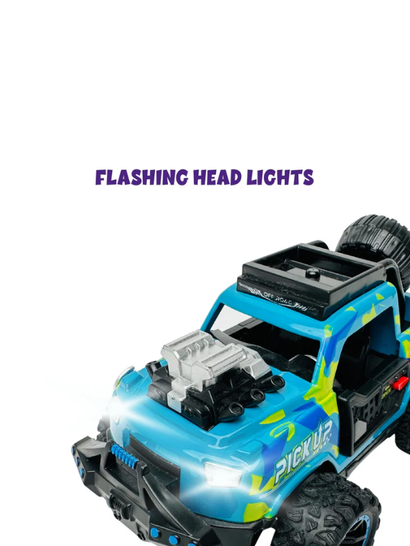 Off-Road Monster Pickup Toy Truck – Camo Design, Pull-Back Action, Spare Tire & Bull Bar - Free Car Inside - LMI16430.