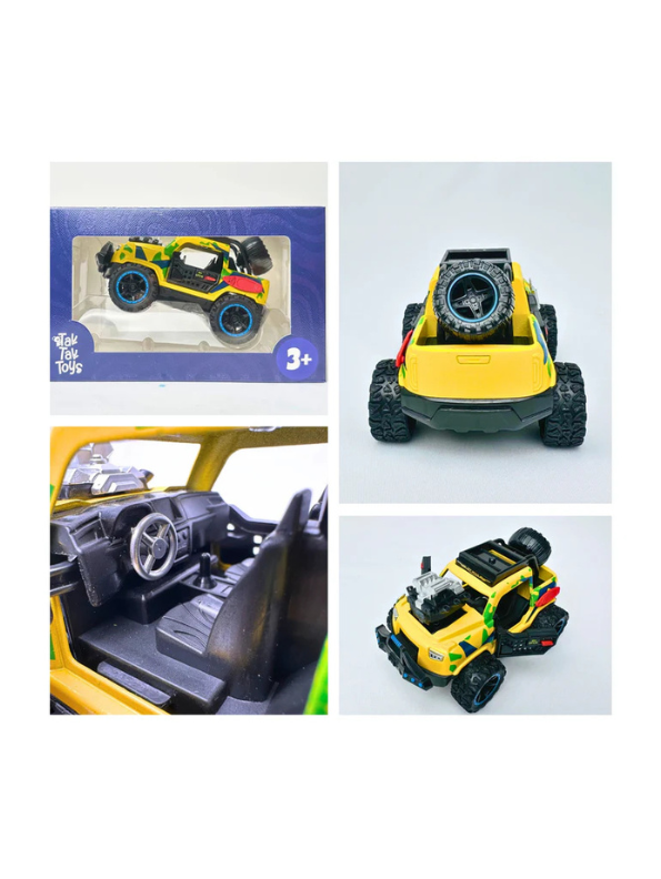 Off-Road Monster Pickup Toy Truck – Camo Design, Pull-Back Action, Spare Tire & Bull Bar Yellow LMI16430.