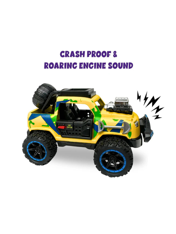 Off-Road Monster Pickup Toy Truck – Camo Design, Pull-Back Action, Spare Tire & Bull Bar Yellow LMI16430.