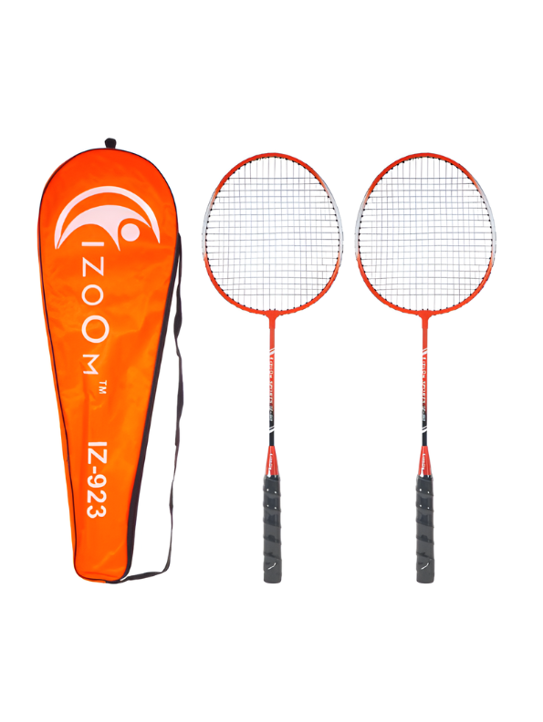 Orange 2-Piece Badminton Racket Set, High-Performance T-Joint Frame, Shock-Absorbing Comfort Handle, Includes Durable Racket Bag LMI1322