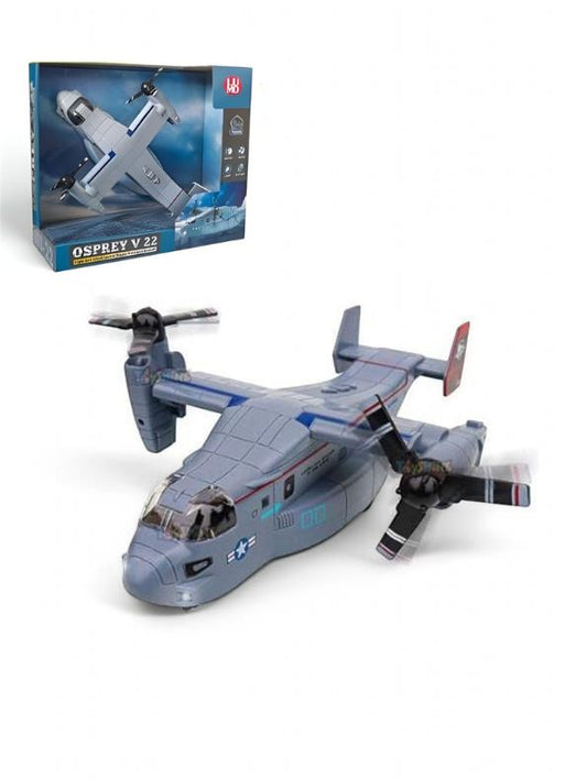 Osprey V22 Pull-Back Transport Aircraft Toy – Rotating Propellers, Lights & Sound - LMI14916.