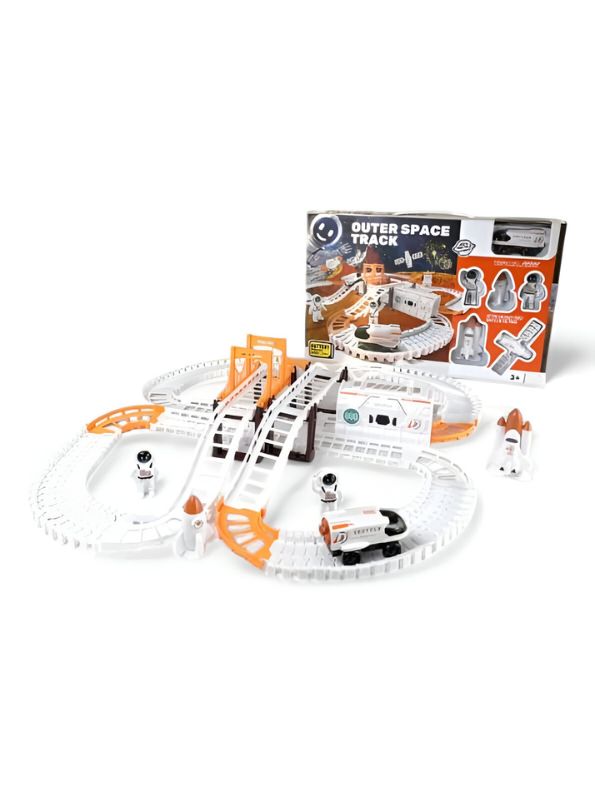 OuterSpace Track – 38-Piece DIY Slot Car Set for Kids | Space Railway Toy by Star Impex LMI12349.