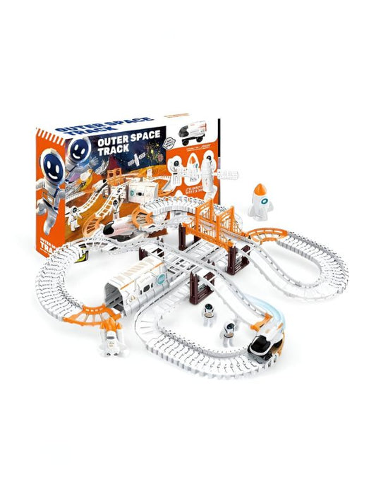 OuterSpace Track – 38-Piece DIY Slot Car Set for Kids | Space Railway Toy by Star Impex LMI12349.