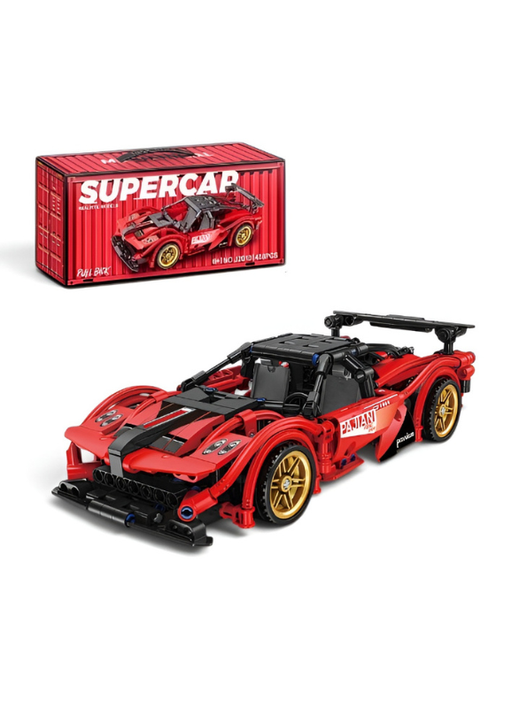 PAJIAN Red Supercar Technic Building Blocks – High-Speed Sports Car Model Construction Set MD64