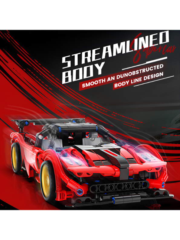 PAJIAN Red Supercar Technic Building Blocks – High-Speed Sports Car Model Construction Set MD64