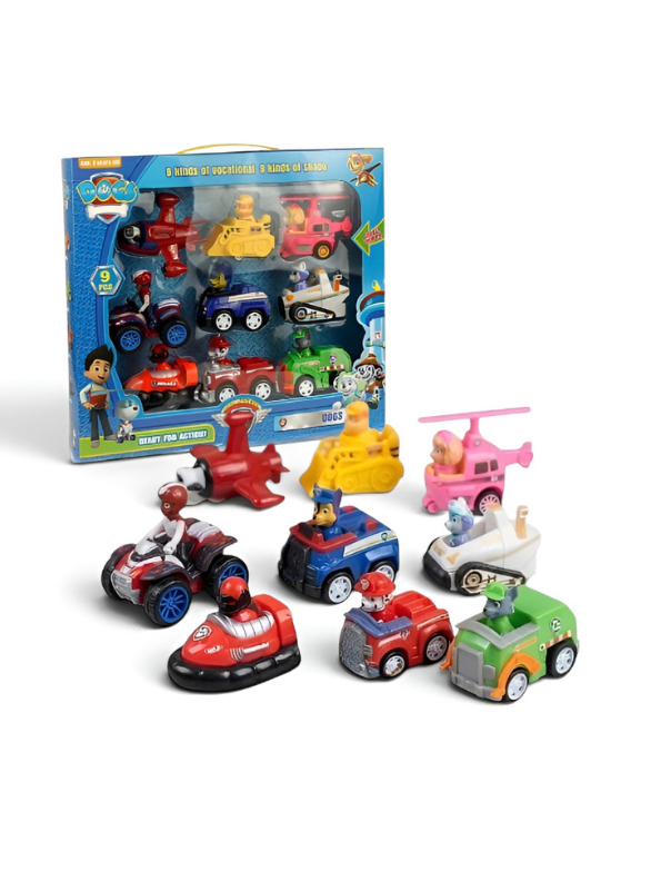 PAW Patrol Mini Vehicle Toy Set - 9 Pcs Rescue Dog Action Figures MD663