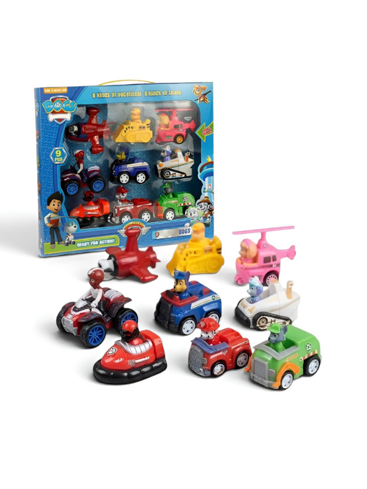 PAW Patrol Mini Vehicle Toy Set - 9 Pcs Rescue Dog Action Figures MD663