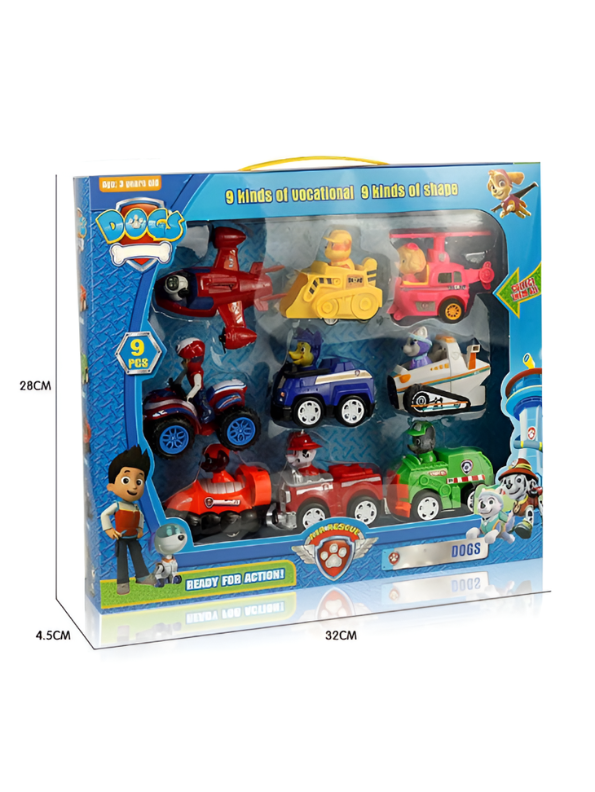 PAW Patrol Mini Vehicle Toy Set - 9 Pcs Rescue Dog Action Figures MD663