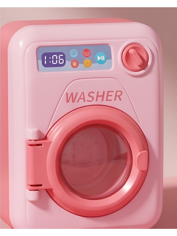 My Little Laundry Day Playset | Pink Interactive Toy Washer & Ironing Board Set for Kids LMI15262