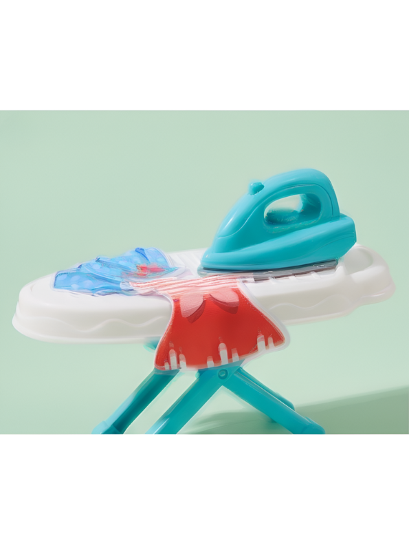 My Little Laundry Day Playset | Blue Interactive Toy Washer & Ironing Board Set for Kids LMI15262