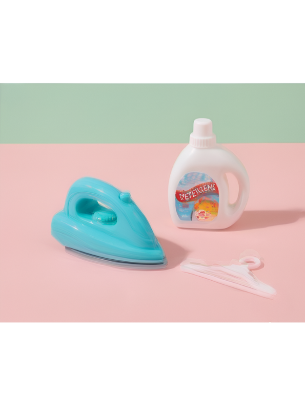 My Little Laundry Day Playset | Blue Interactive Toy Washer & Ironing Board Set for Kids LMI15262