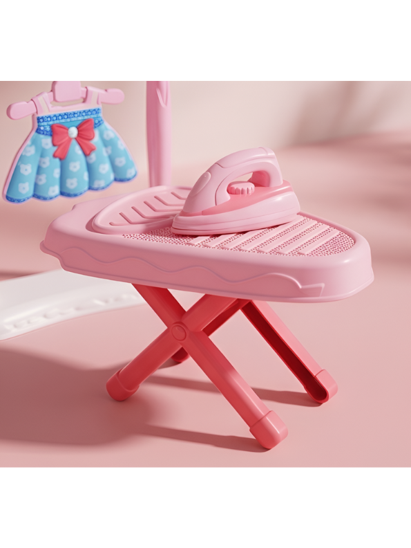 My Little Laundry Day Playset | Pink Interactive Toy Washer & Ironing Board Set for Kids LMI15262