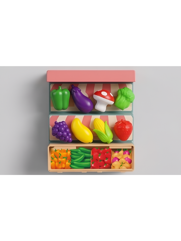 Happy Kitchen & Grocery Store Playset with Mini Water Dispenser, Shopping Cart, Pretend Food Vegetables, and Cooking Utensils Toys for Toddlers NX16756