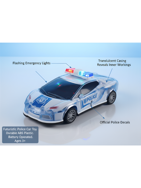 Electronic Transparent Police Car Toy for Kids – LED Lights & Sound Effects