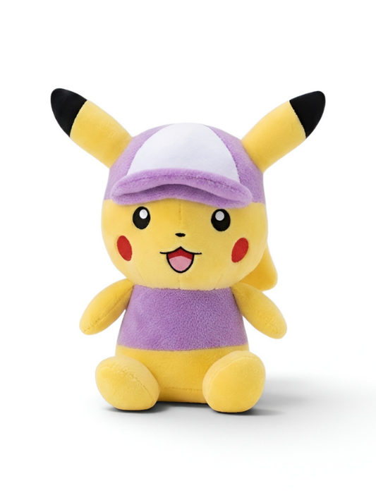 Pokémon Pikachu Plushie Soft Toy – 7-Inch Wearing Lavender Hat & Shirt Costume ST11918