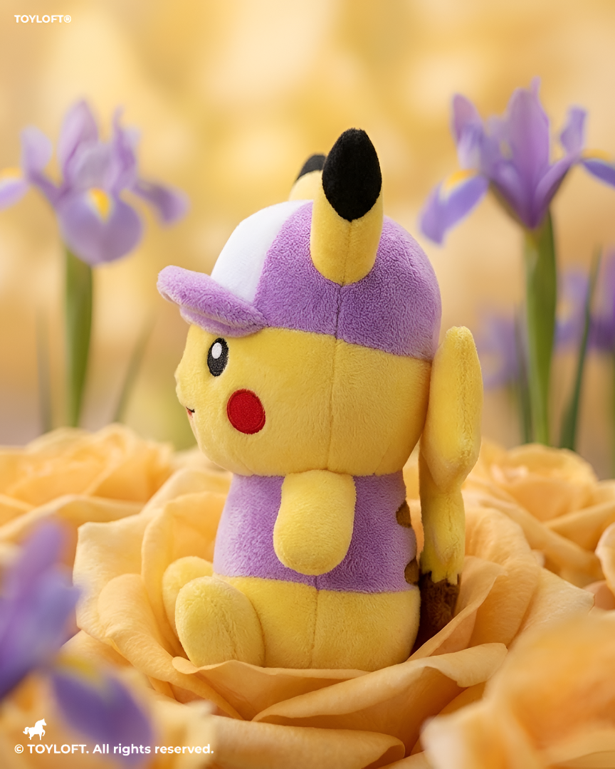 Pokémon Pikachu Plushie Soft Toy – 7-Inch Wearing Lavender Hat & Shirt Costume ST11918