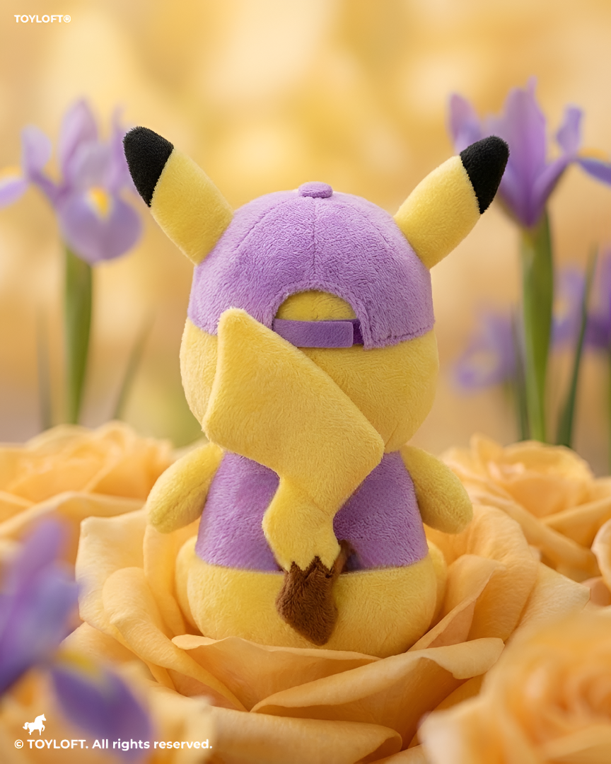 Pokémon Pikachu Plushie Soft Toy – 7-Inch Wearing Lavender Hat & Shirt Costume ST11918
