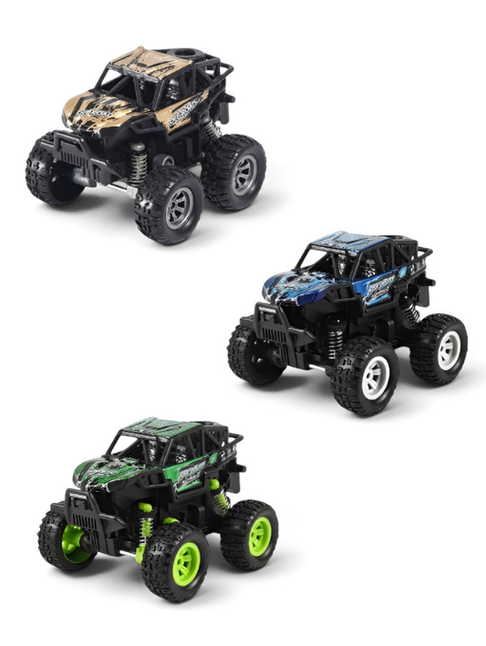 Pack Of 3 Mini 4x4 Off-Road Rock Crawler Monster Truck Toy Car | Pull-Back Friction Vehicle | Durable Off-Road Jeep Toy for Kids LMI15800