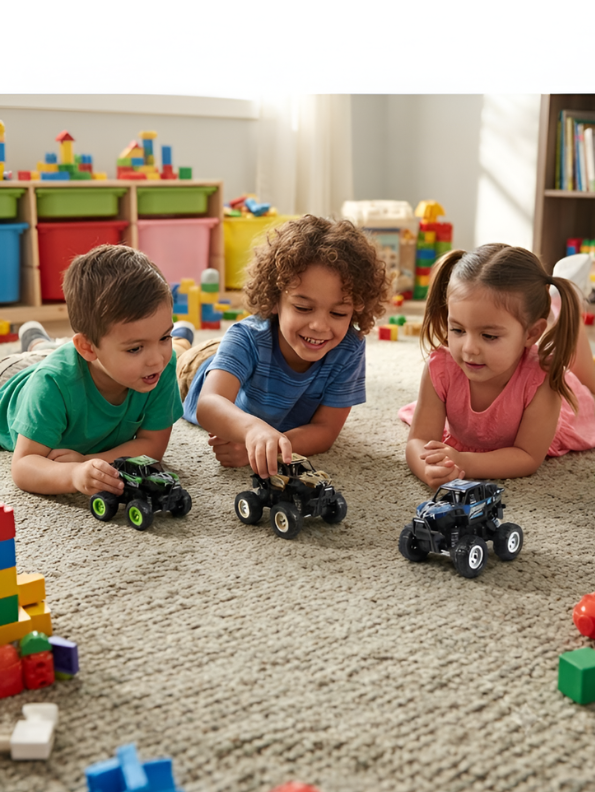 Pack Of 3 Mini 4x4 Off-Road Rock Crawler Monster Truck Toy Car | Pull-Back Friction Vehicle | Durable Off-Road Jeep Toy for Kids LMI15800