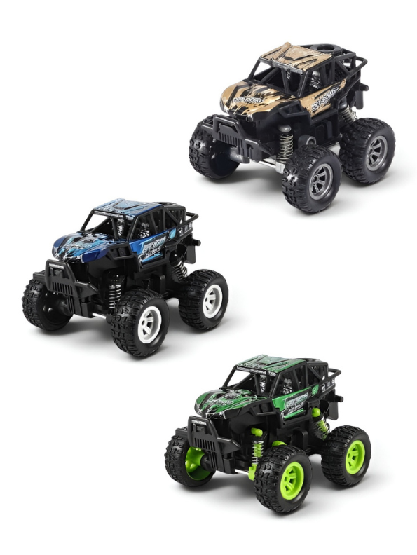 Pack Of 3 Mini 4x4 Off-Road Rock Crawler Monster Truck Toy Car | Pull-Back Friction Vehicle | Durable Off-Road Jeep Toy for Kids LMI15800