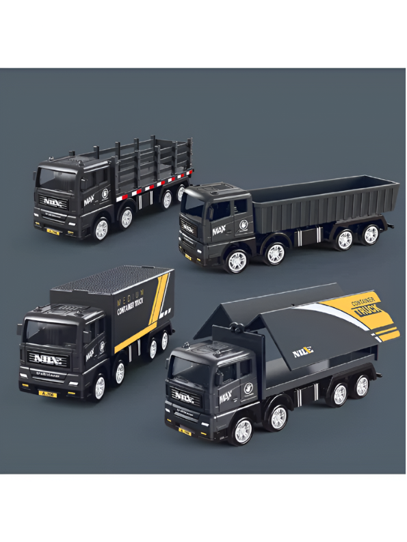 Pack Of 4 Educational Friction-Powered Toy Container Truck Set for Kids TV1684