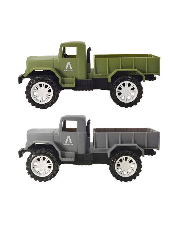 Pack of 2 Military Toy Trucks - Friction Powered Army Transport Vehicles with Big Wheels LMI9230.