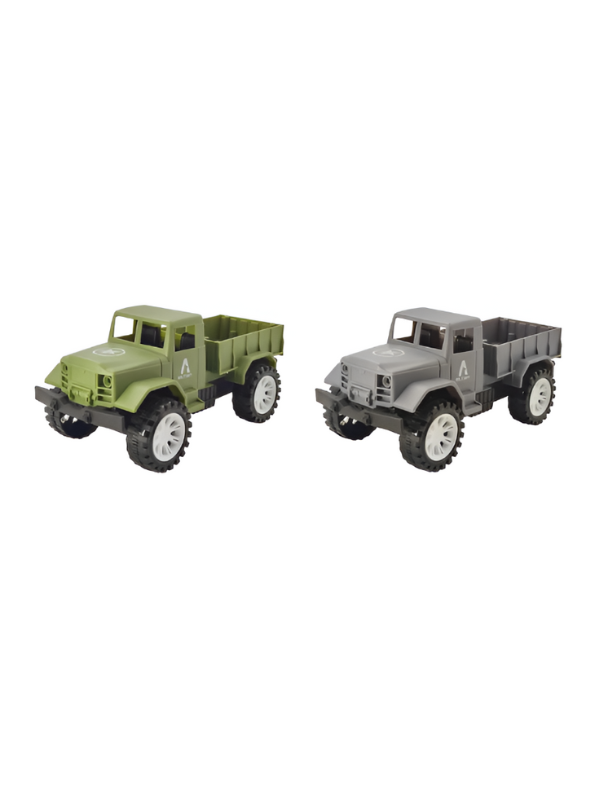 Pack of 2 Military Toy Trucks - Friction Powered Army Transport Vehicles with Big Wheels LMI9230.