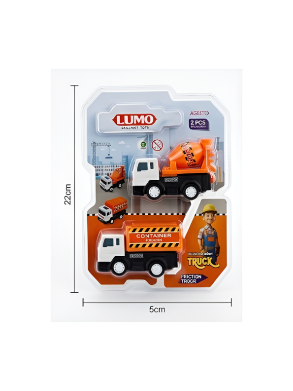 Pack of 2 Mini Friction Powered Construction Truck Toy Set LMI13760.