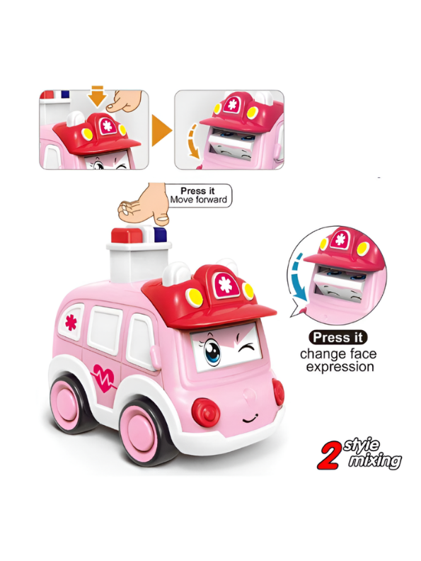 Pack of 2 Press and Go Cartoon Toy Cars MD596.