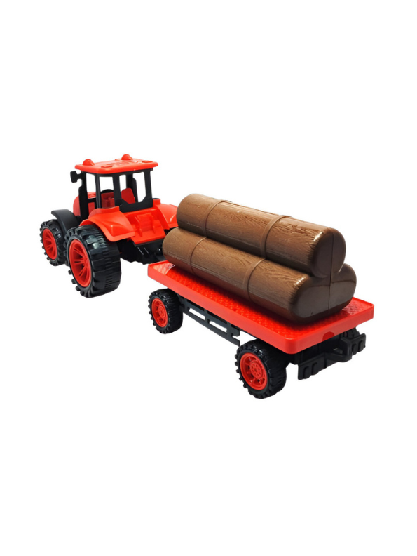 Pack of 3 Toy Tractor and Trailer Set with Log Cargo LMI10993.