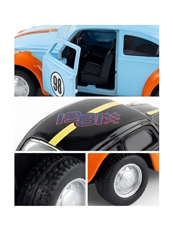 Pack of 4 Classic Beetle Toy Car – Pull-Back Racing Action with Openable Doors TV6298.