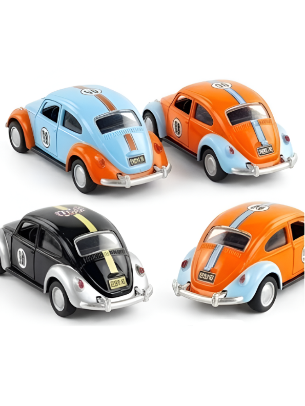 Pack of 4 Classic Beetle Toy Car – Pull-Back Racing Action with Openable Doors TV6298.