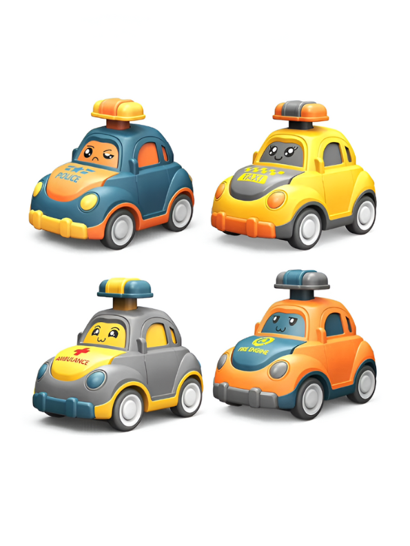 Pack of 4 Emergency Vehicles Toy Set – Ambulance, Fire Engine, Taxi & Police Car for Kids LMI12912.