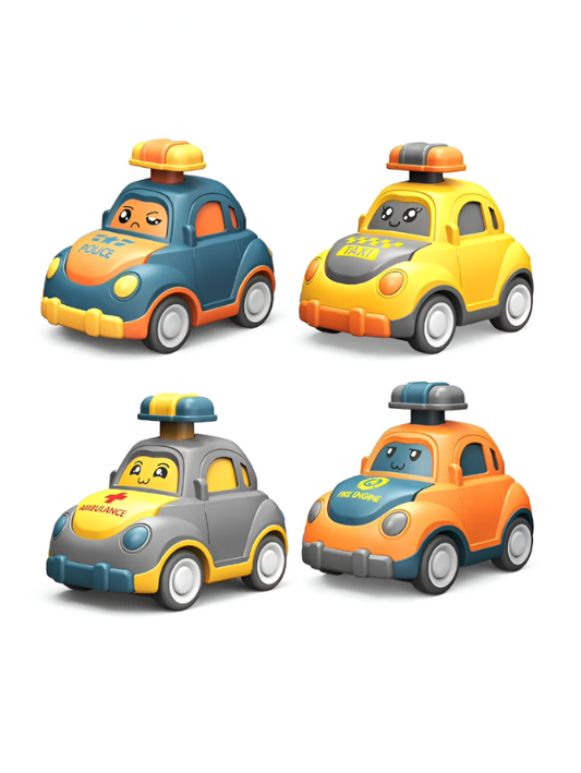 Pack of 4 Emergency Vehicles Toy Set – Ambulance, Fire Engine, Taxi & Police Car for Kids LMI12912.