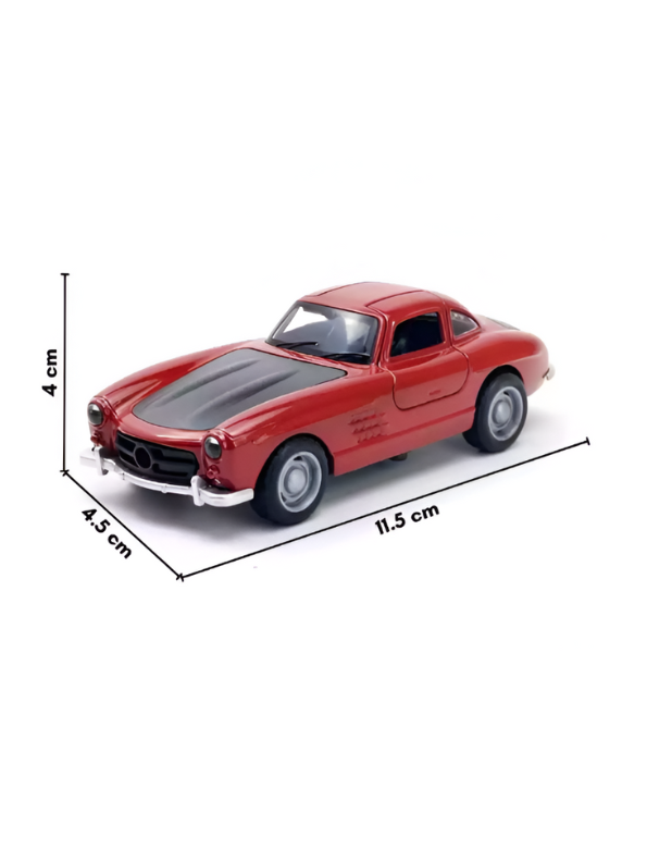 Pack of 4 Mercedes-Benz 300SL Gullwing Diecast Cars – Metal Body Pull Back Toy Vehicles for Kids & Collectors TV4590.