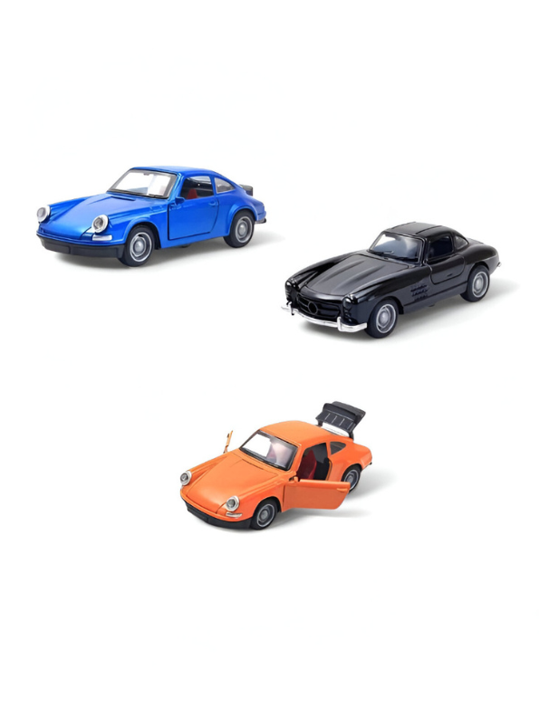 Pack of 4 Mercedes-Benz 300SL Gullwing Diecast Cars – Metal Body Pull Back Toy Vehicles for Kids & Collectors TV4590.