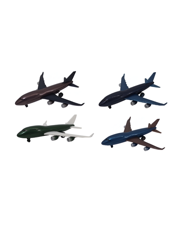 Pack of 4 Mini Airplane Toys – Pull-Back Commercial Jet Toy Set LMI15321.