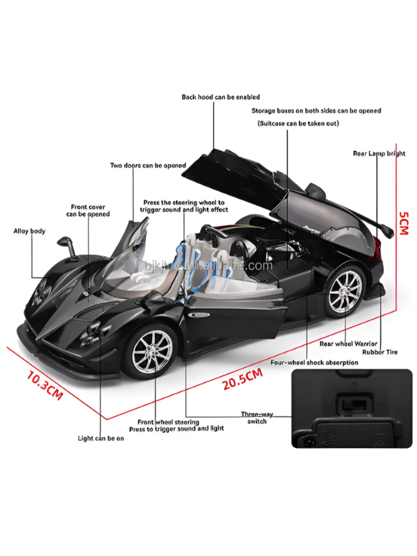 Pagani Zonda HP Diecast Car – High-Quality Scale Model Collectible Car Scale 1:24 Black LMI16328.