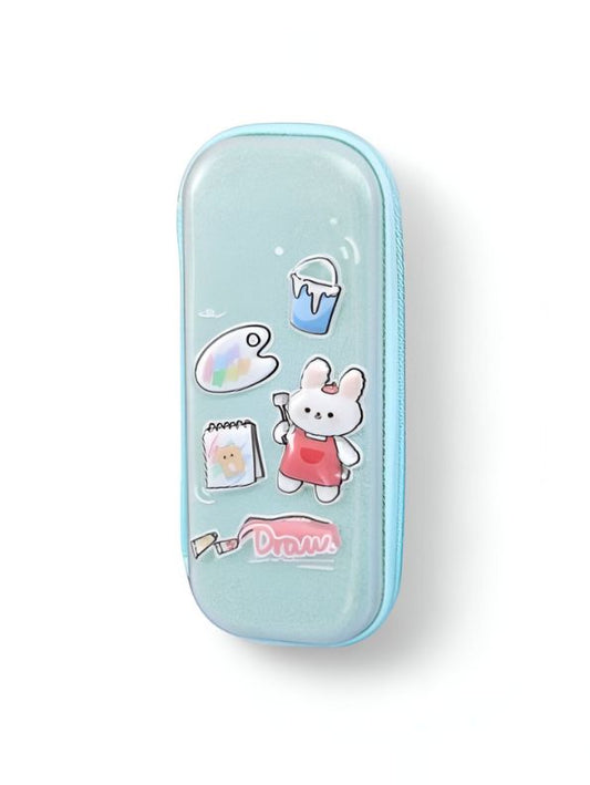 PaintiBun – Bunny Painting Theme Pouch for Kids | Single Chain Pencil Case | Colorful & Creative Stationery Bag NOV3759.