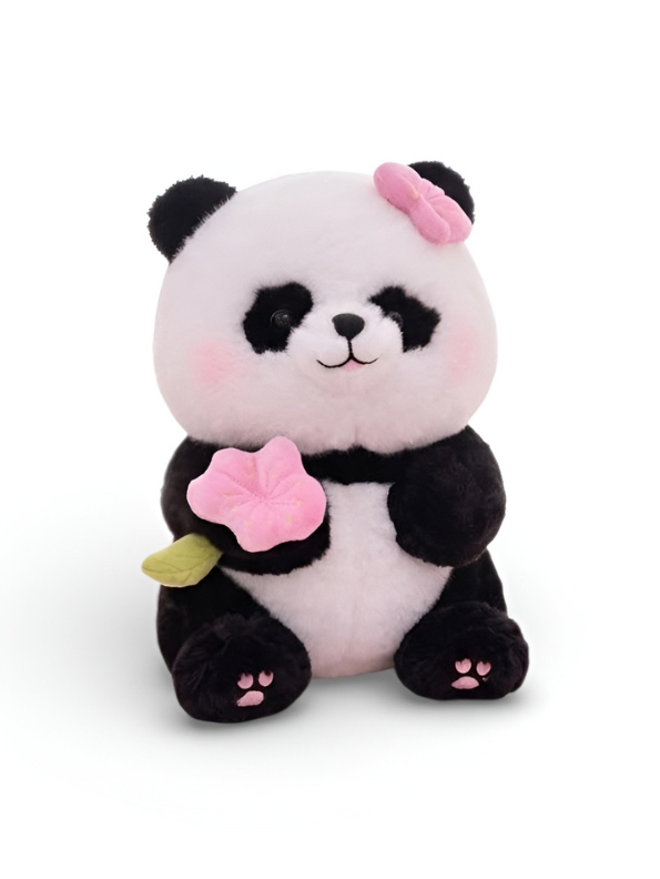 Panda Plush Toy with Pink Flower & Bow - 35cm Soft Stuffed Animal ST16293.