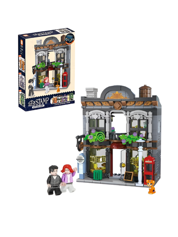 Parisian Coffee Shop Building Blocks Set with LED Lights – Mini City Architecture Toy MD3334.