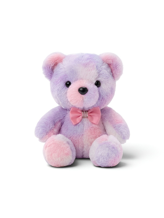 Pastel Tie-Dye Soft Teddy Bear8"Soft Plush Toy with Pink Bow Tie ST11094