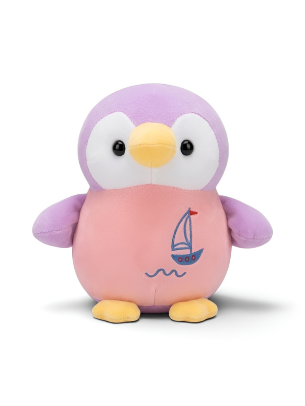 Penguin Toy with Sailboat Embroidery – 7 Inch Soft Plush Pastel Colored Cuddly Stuffed Animal ST14603