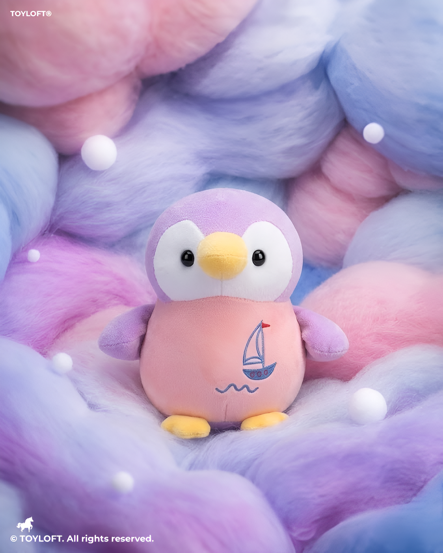 Penguin Toy with Sailboat Embroidery – 7 Inch Soft Plush Pastel Colored Cuddly Stuffed Animal ST14603