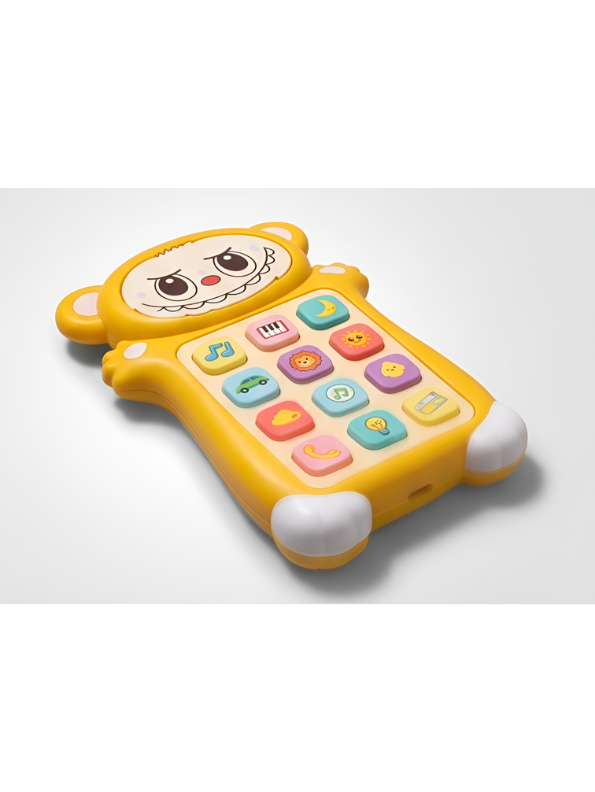 Interactive Toddler Toy Phone – Yellow Cartoon Monster Musical Smartphone with 12 Sound Modes & Engaging LED Lights NX15508