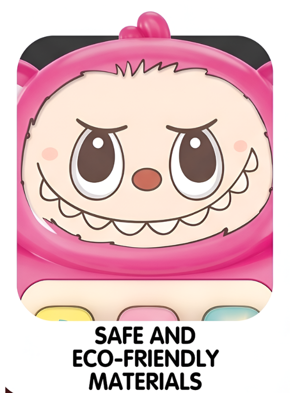Interactive Toddler Toy Phone – Pink Cartoon Monster Musical Smartphone with 12 Sound Modes & Engaging LED Lights NX15508