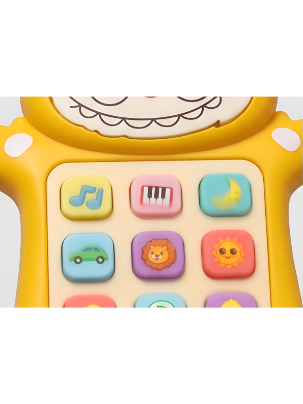 Interactive Toddler Toy Phone – Yellow Cartoon Monster Musical Smartphone with 12 Sound Modes & Engaging LED Lights NX15508