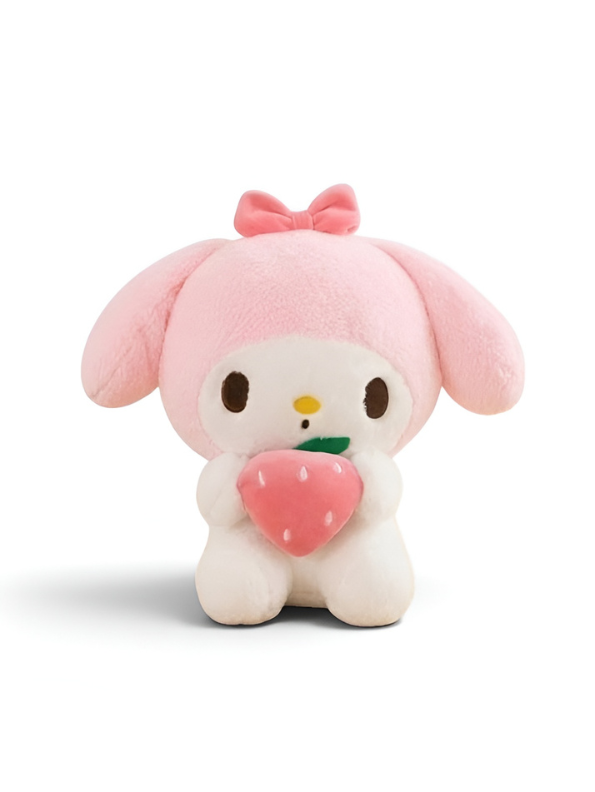 Pink Bunny Plush Toy Holding Strawberry 10-Inch – Soft Kawaii Stuffed Animal Gift for Kids ST15432