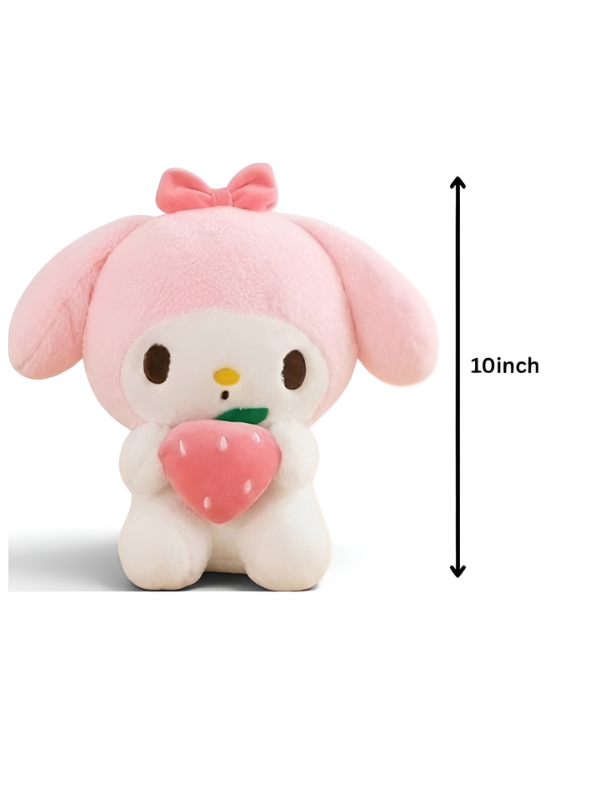 Pink Bunny Plush Toy Holding Strawberry 10-Inch – Soft Kawaii Stuffed Animal Gift for Kids ST15432