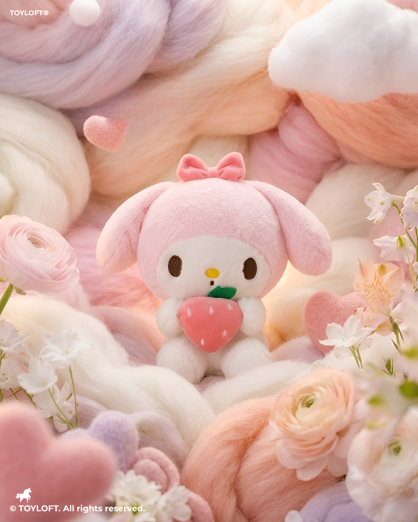 Pink Bunny Plush Toy Holding Strawberry 10-Inch – Soft Kawaii Stuffed Animal Gift for Kids ST15432